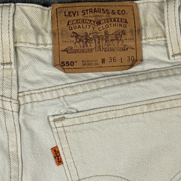 Vintage Levi's 550 Jeans Men 36x30 Beige Relaxed Fit Tapered Orange Tab USA 90s - Picture 13 of 14
